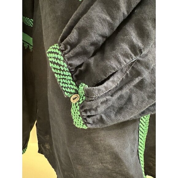 J. Crew Women’s Embroidered Boho Linen & Cotton Navy & Green Top Blouse Size‎ 10 - Picture 7 of 13